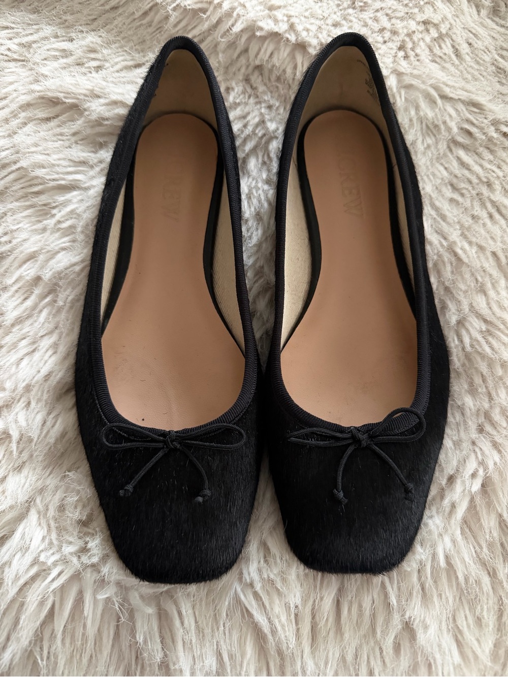 J. Crew Black Calf hair Square-Toe Ballet Flats-8